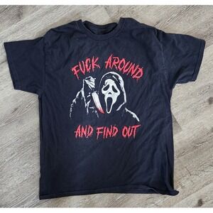 Ghostface F*ck Around and Find Out Black Graphic T‑Shirt Men's Size L